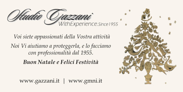 Studio Gazzani, nel celebrare i suoi 70 anni dalla fondazione, invia a Tutti un Augurio speciale di Buon Natale e serene Festività